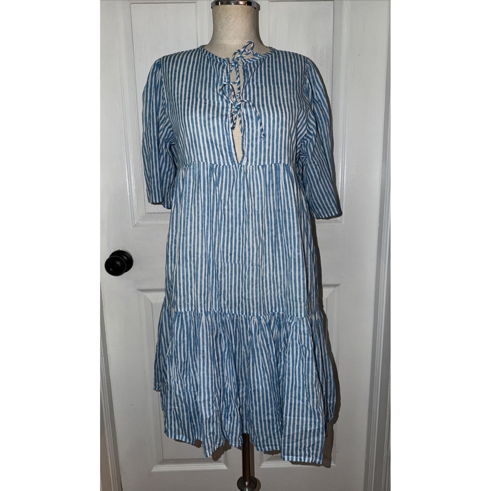 Emerson Fry India Collection Isla Dress Short Sleeve Organic Cotton XS/S Bluesy